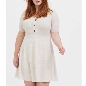 Torrid Oatmeal Knit Button Front Dress